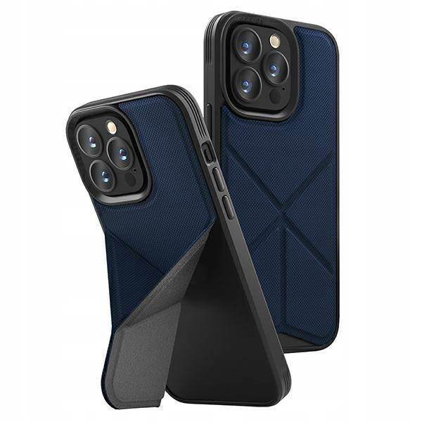 UNIQ TRANSFORMA VERSATILE PROTECTIVE CASE WITH FOLDABLE VIEWING STAND FOR IPHONE 2022 14 PRO | BLUE